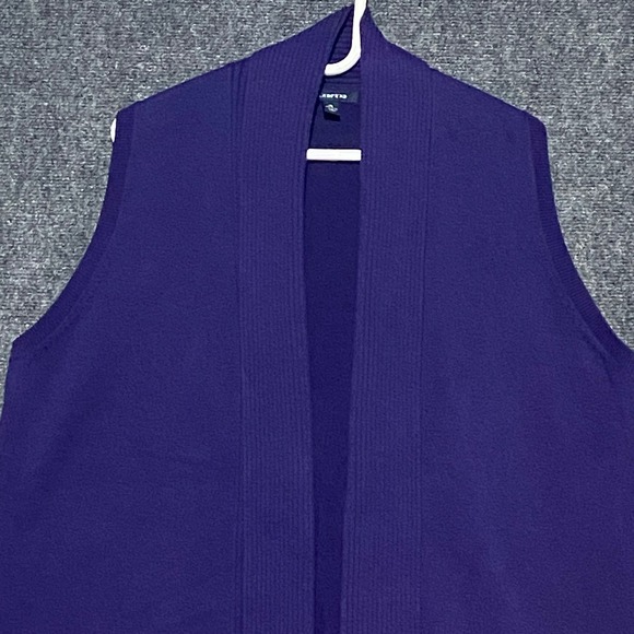Lands' End 1X Purple Open Front Shawl Collar Sleeveless Cardigan Vest Sweater - Picture 3 of 9